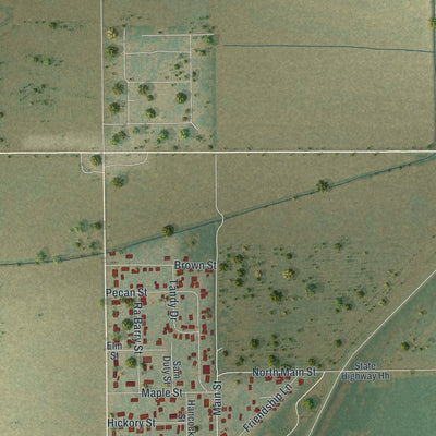 Close-up of the map of Wyatt, Missouri print showing street and building detail