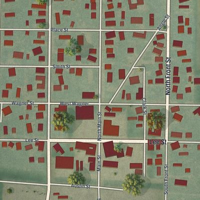 Close-up of the map of Alger, Ohio print showing street and building detail