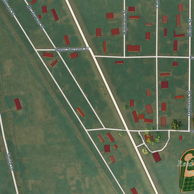 Close-up of the map of Reed, Arkansas print showing street and building detail