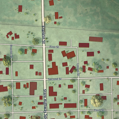 Close-up of the map of Brunswick, Nebraska print showing street and building detail