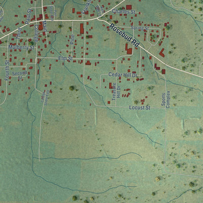 Close-up of the map of Quitman, Arkansas print showing street and building detail
