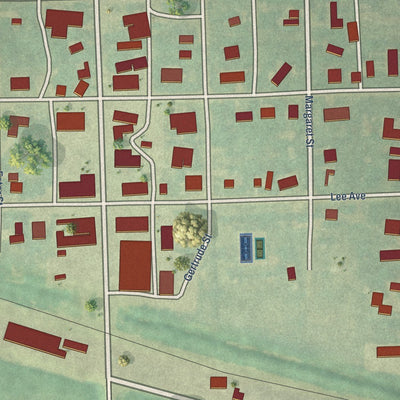 Close-up of the map of Tolna, North Dakota print showing street and building detail