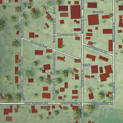 Close-up of the map of Harmon, Illinois print showing street and building detail