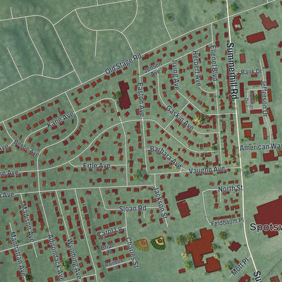 Close-up of the map of Spotswood, New Jersey print showing street and building detail