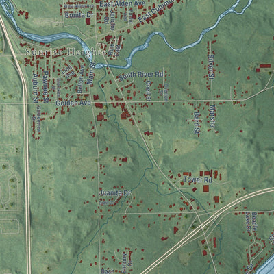 Close-up of the map of Emmett, Calhoun County, Michigan print showing street and building detail