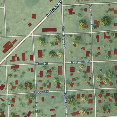 Close-up of the map of Egan, South Dakota print showing street and building detail