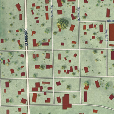 Close-up of the map of Waco, Nebraska print showing street and building detail