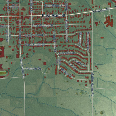 Close-up of the map of Centerville, Indiana print showing street and building detail