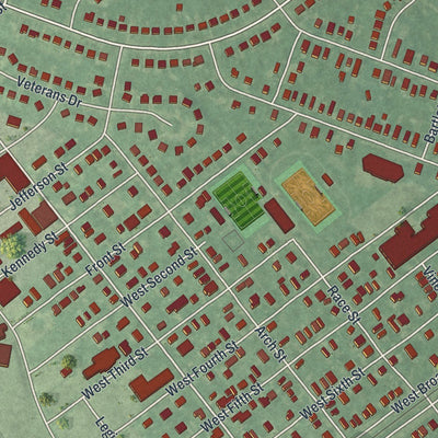 Close-up of the map of Palmyra, New Jersey print showing street and building detail