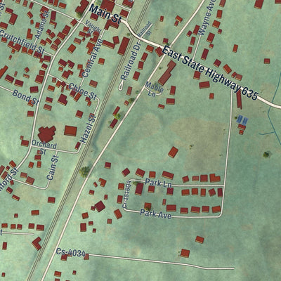 Close-up of the map of Science Hill, Kentucky print showing street and building detail