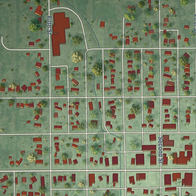Close-up of the map of Sargent, Nebraska print showing street and building detail