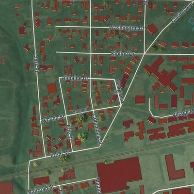 Close-up of the map of Holland, Ohio print showing street and building detail