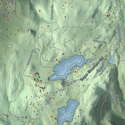 Close-up of the map of Kent, Connecticut print showing street and building detail