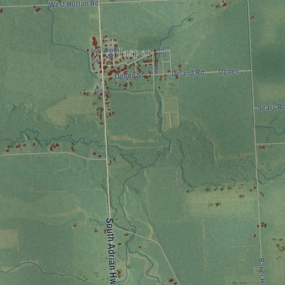 Close-up of the map of Fairfield, Lenawee County, Michigan print showing street and building detail