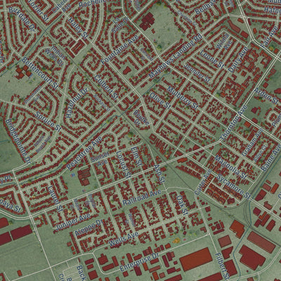 Close-up of the map of Newark, California print showing street and building detail