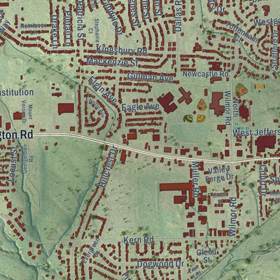 Close-up of the map of Washington, Illinois print showing street and building detail