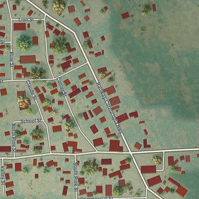 Close-up of the map of Halfway, Oregon print showing street and building detail