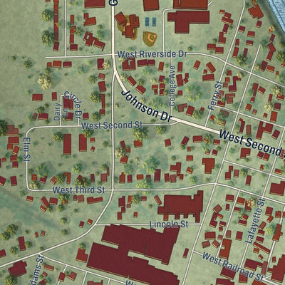 Close-up of the map of Prophetstown, Illinois print showing street and building detail