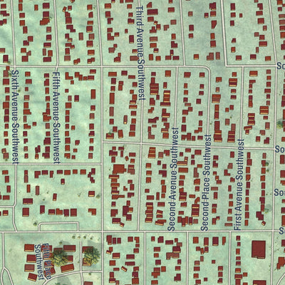 Close-up of the map of White Center, Washington print showing street and building detail