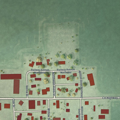 Close-up of the map of Sargeant, Minnesota print showing street and building detail