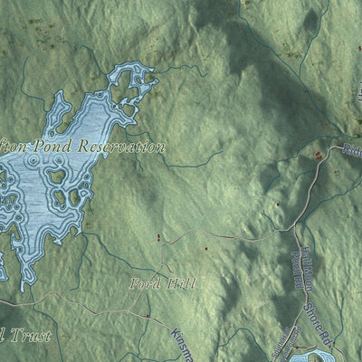 Close-up of the map of Grafton, New Hampshire print showing street and building detail