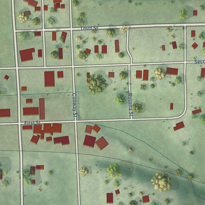 Close-up of the map of Dixon, Nebraska print showing street and building detail