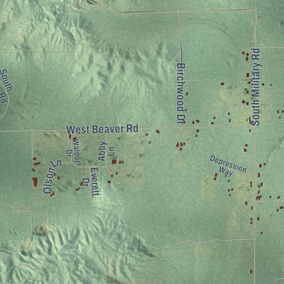 Close-up of the map of Beaver Creek, Michigan print showing street and building detail
