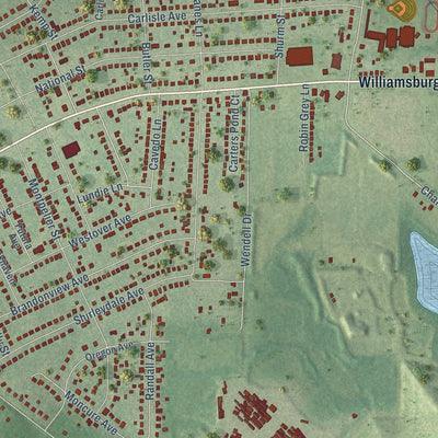Close-up of the map of Montrose, Virginia print showing street and building detail