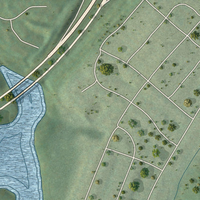 Close-up of the map of Round Hill, Virginia print showing street and building detail