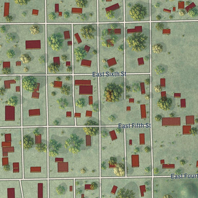 Close-up of the map of Fairfield, Nebraska print showing street and building detail