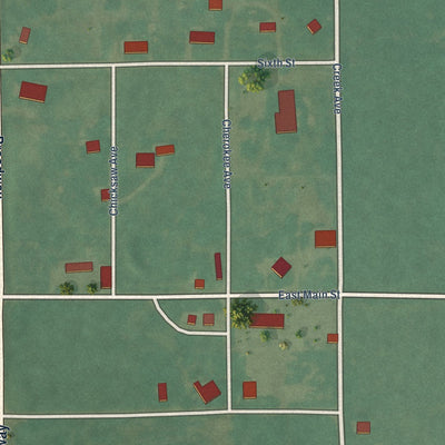 Close-up of the map of Grainola, Oklahoma print showing street and building detail