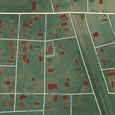Close-up of the map of Lexa, Arkansas print showing street and building detail