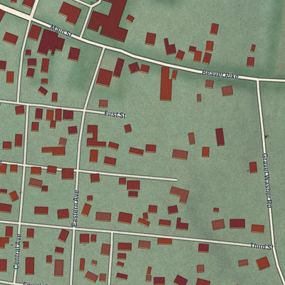 Close-up of the map of Beaver, Ohio print showing street and building detail
