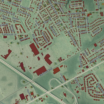 Close-up of the map of Florence, New Jersey print showing street and building detail