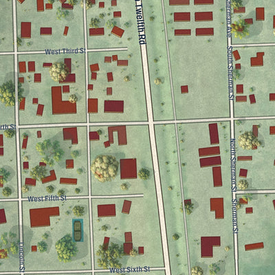 Close-up of the map of Cortland, Nebraska print showing street and building detail