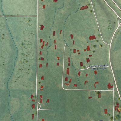 Close-up of the map of Crawford, Mississippi print showing street and building detail