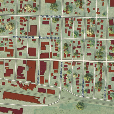 Close-up of the map of Morrill, Nebraska print showing street and building detail