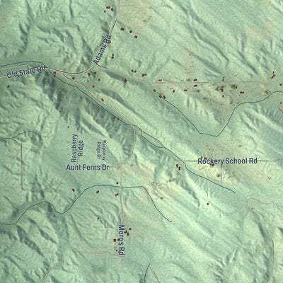 Close-up of the map of Jordan, Michigan print showing street and building detail
