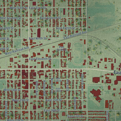 Close-up of the map of Burley, Idaho print showing street and building detail