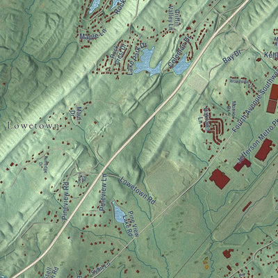 Close-up of the map of McCalla, Alabama print showing street and building detail