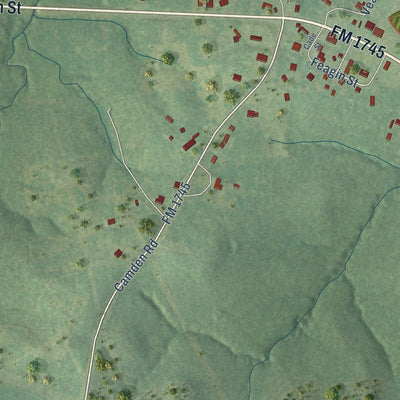 Close-up of the map of Chester, Texas print showing street and building detail