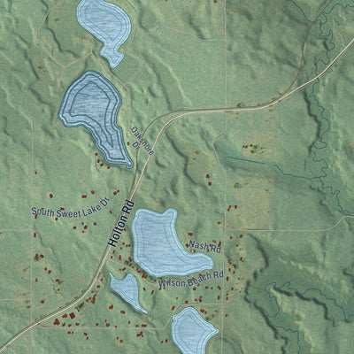 Close-up of the map of Cedar Creek, Muskegon County, Michigan print showing street and building detail