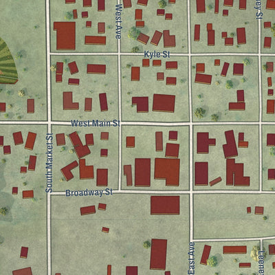 Close-up of the map of Ogden, Illinois print showing street and building detail