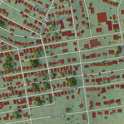 Close-up of the map of Roaring Spring, Pennsylvania print showing street and building detail