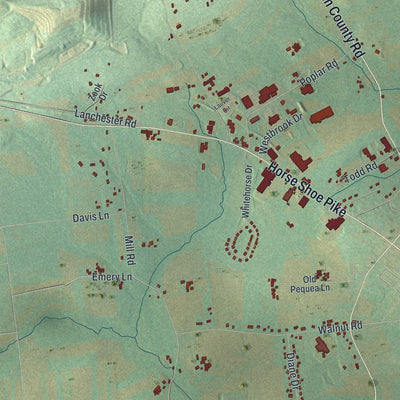 Close-up of the map of Honey Brook, Chester County, Pennsylvania print showing street and building detail