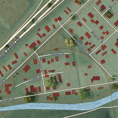Close-up of the map of Milesburg, Pennsylvania print showing street and building detail