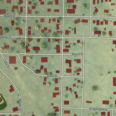 Close-up of the map of Willisville, Illinois print showing street and building detail