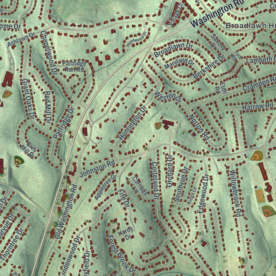 Close-up of the map of Upper St. Clair, Pennsylvania print showing street and building detail