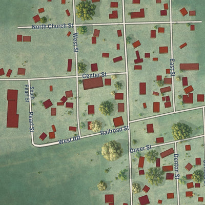 Close-up of the map of Clayton, Lenawee County, Michigan print showing street and building detail