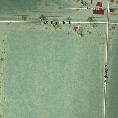 Close-up of the map of Nashua, Minnesota print showing street and building detail